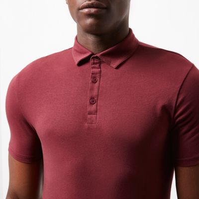 Burgundy muscle fit polo shirt